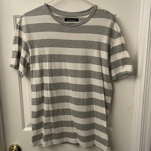 Pacsun Grey & White Striped T Shirt